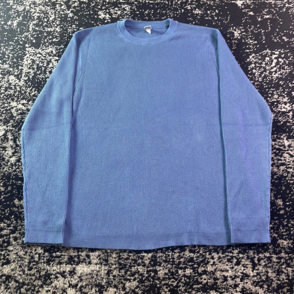 Vintage Gap Factory Store Ribbed Cotton Sweater XL Blue Crewneck Long Sleeve